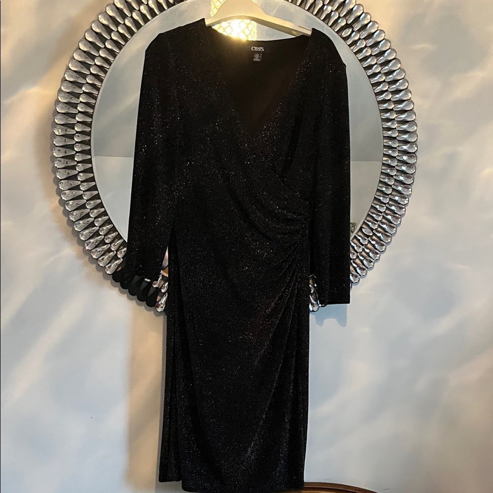 Chaps stunning Black Shimmer Long Sleeve Dress